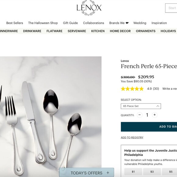 NEW - Lenox French Perle 65-Piece Flatware Set 18/10 Stainless Steel - Picture 6 of 6